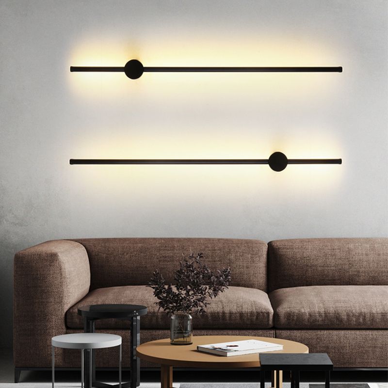 Lineare Form Metall Wandleuchter moderner Stil Einmals Wandmontage Licht in Schwarz