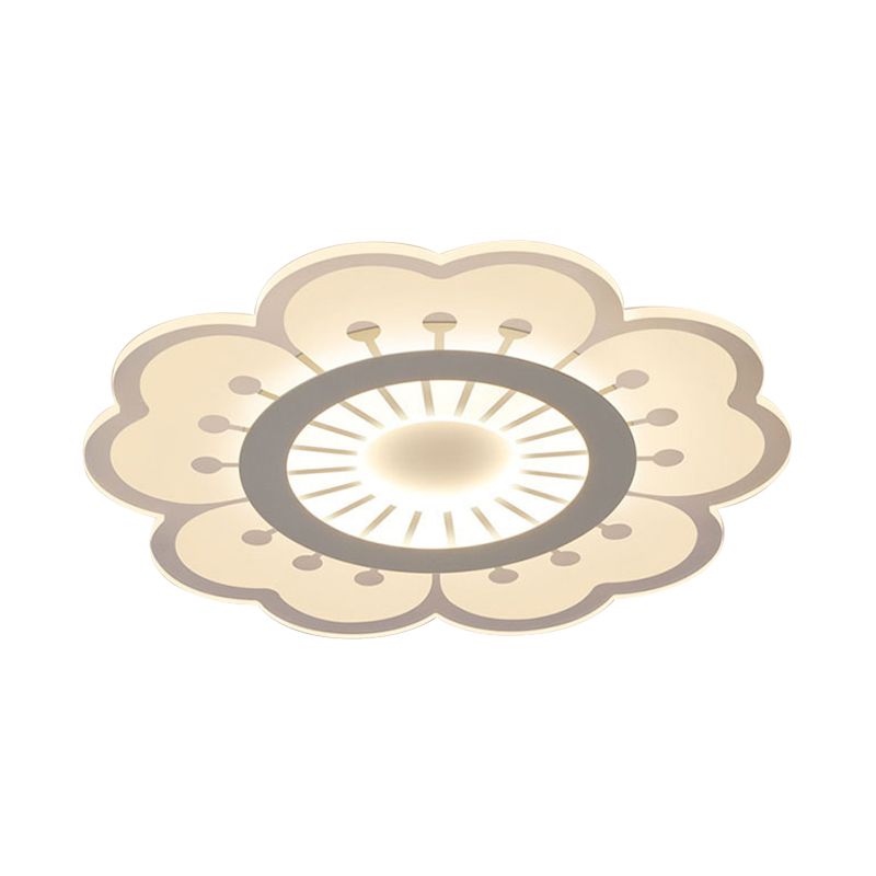 Flower Ceiling Fixture Contemporary Acrylic White 16.5"/20.5" Wide LED Flush Mount Lighting, Warm/White/3 Color Light