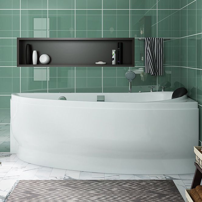 Acrylic Corner Bathtub Soaking White Modern Back to Wall Bath