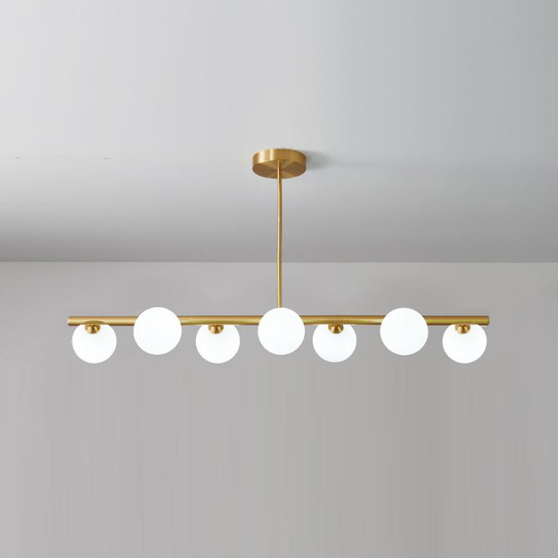 Gold Island Lights modernas lámparas colgantes de restaurantes múltiples con sombra de vidrio de globo