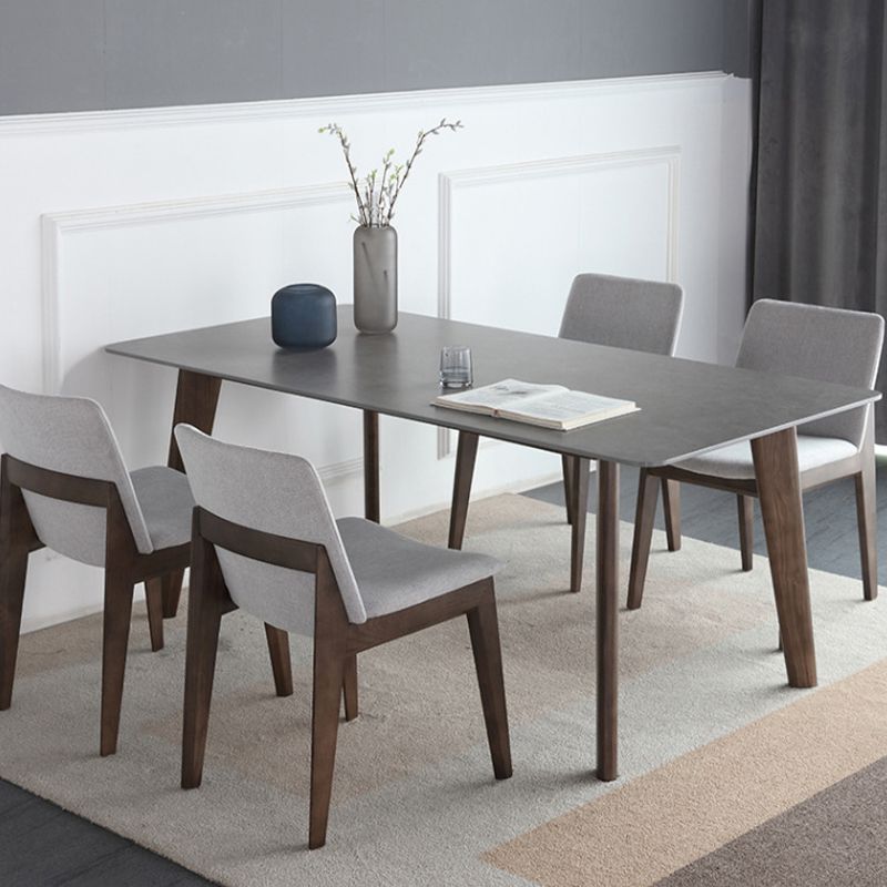 Wood Kitchen Dining Chair Contemporary Upholstered Dining Chair in Grey