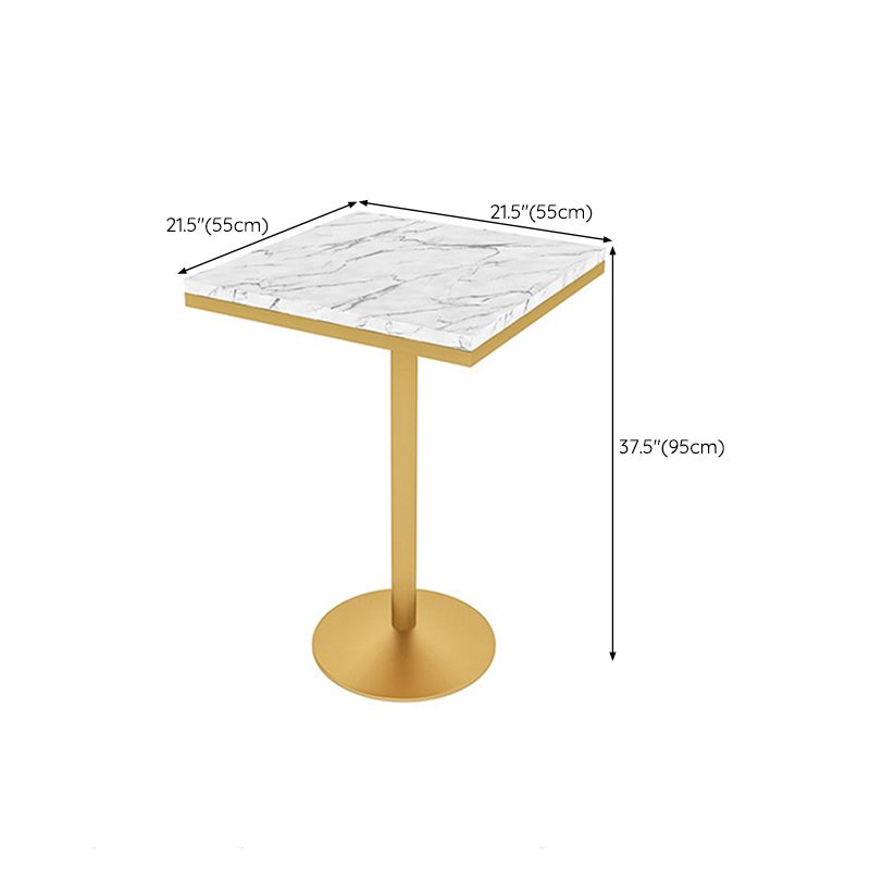 Glam Pub Table Pedestal Faux Marble Bar Table for Indoor and Breakroom