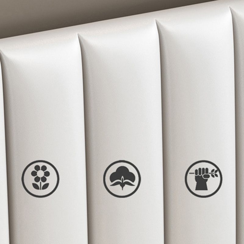 Glam White Panel Bed Upholstered Headboard Standard Bed 60"W x 80"L