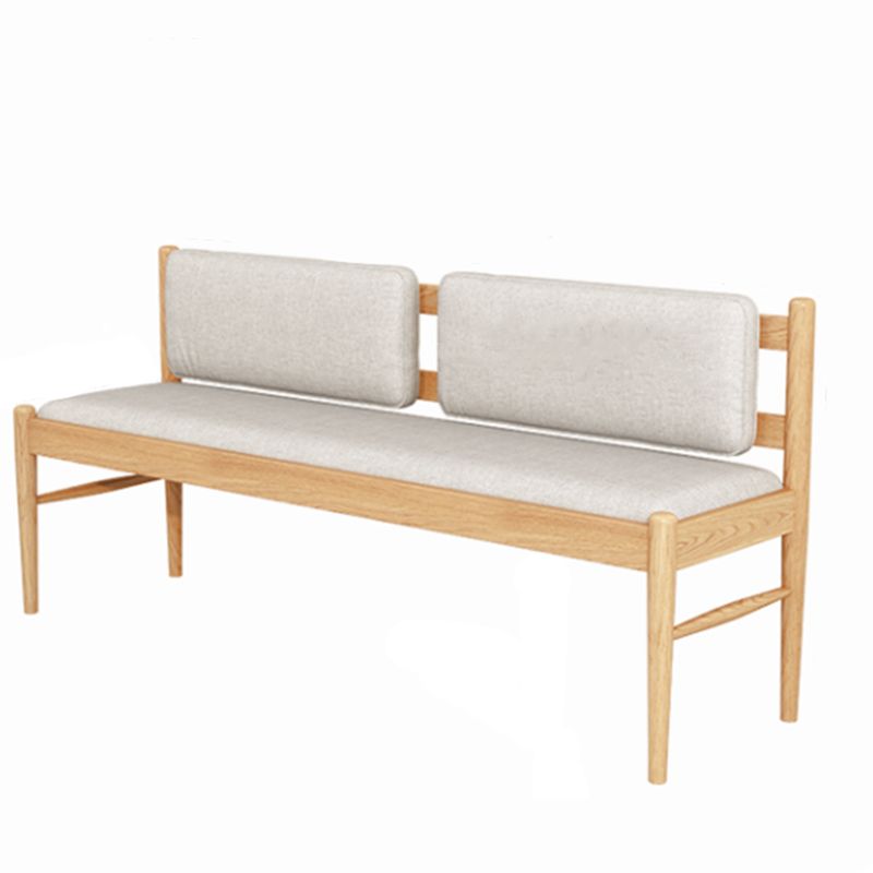 Contemporary Solid Wood Bench Cushioned Backrest Seating Bench with 4 Legs