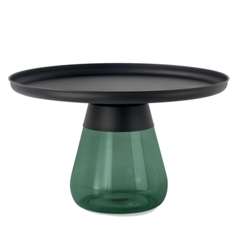 16.5"/20.4" Tall Glass Pedestal Metal Round Tray Top Coffee Table