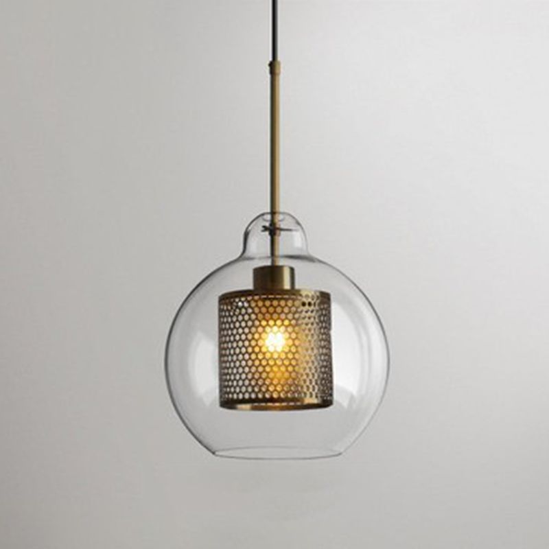 Industrial Style Geometric Down Lighting Glass 1 Light Hanging Ceiling Lights