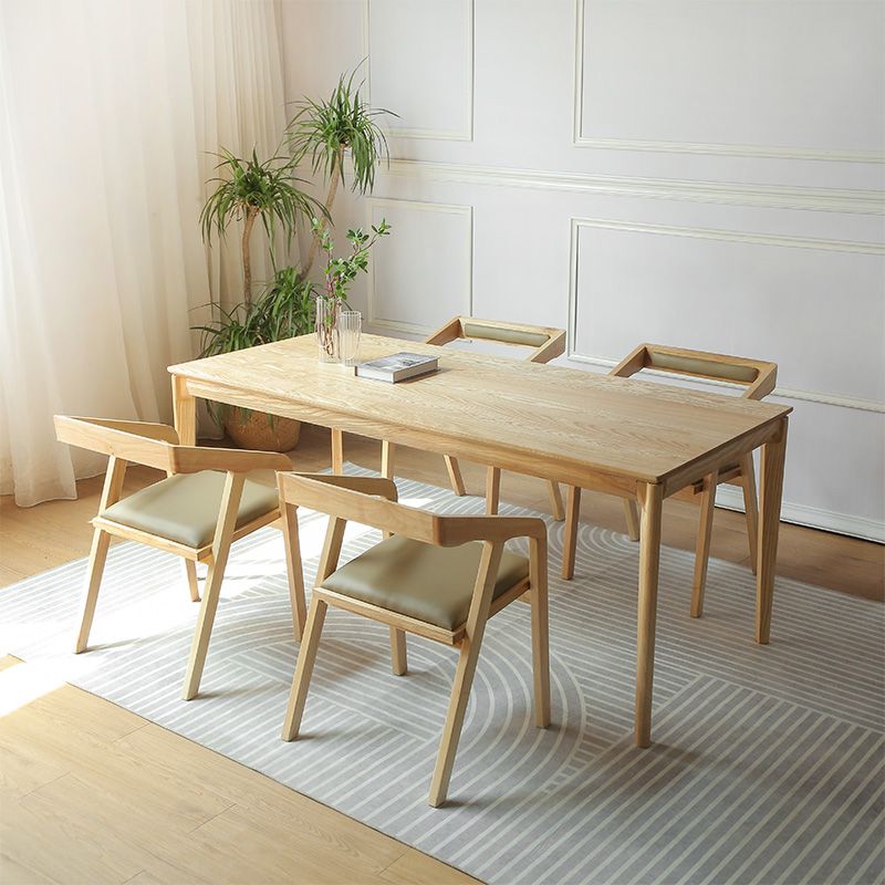 Modern 1/2/3/4/5 Pieces Dining Set Rectangle Solid Wood Legs Dinette Set in Natural