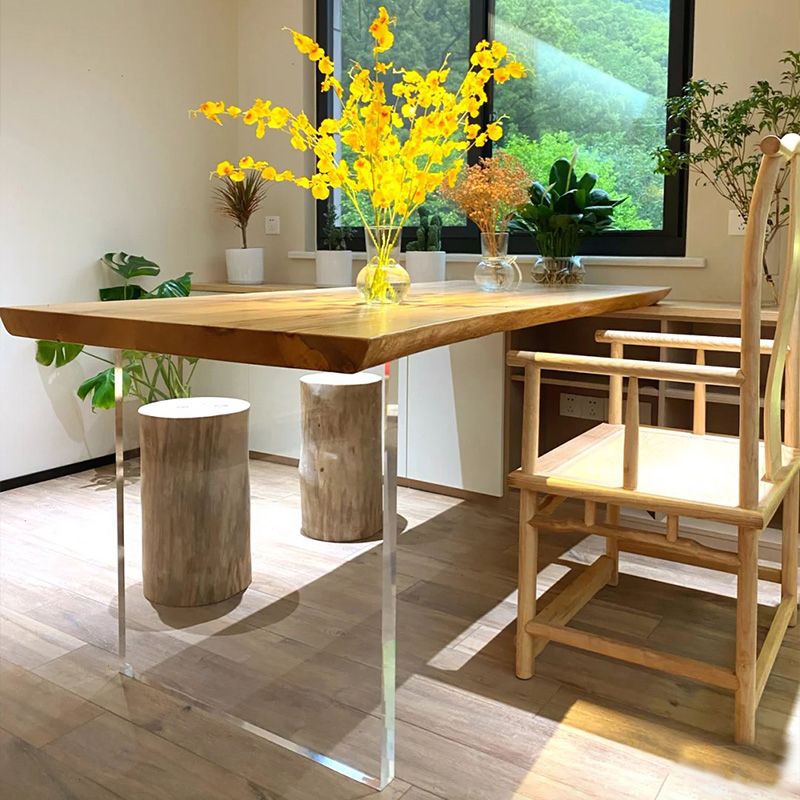 Mesa de comedor informal rectángulo Mesa de madera de madera fija de madera sólida de pino