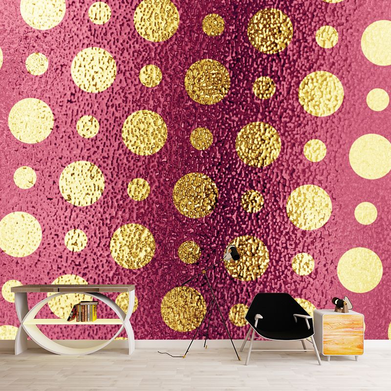 Large Polka Dots Wallpaper Mural for Home Foil Wall Art in Bright Color, Waterproof