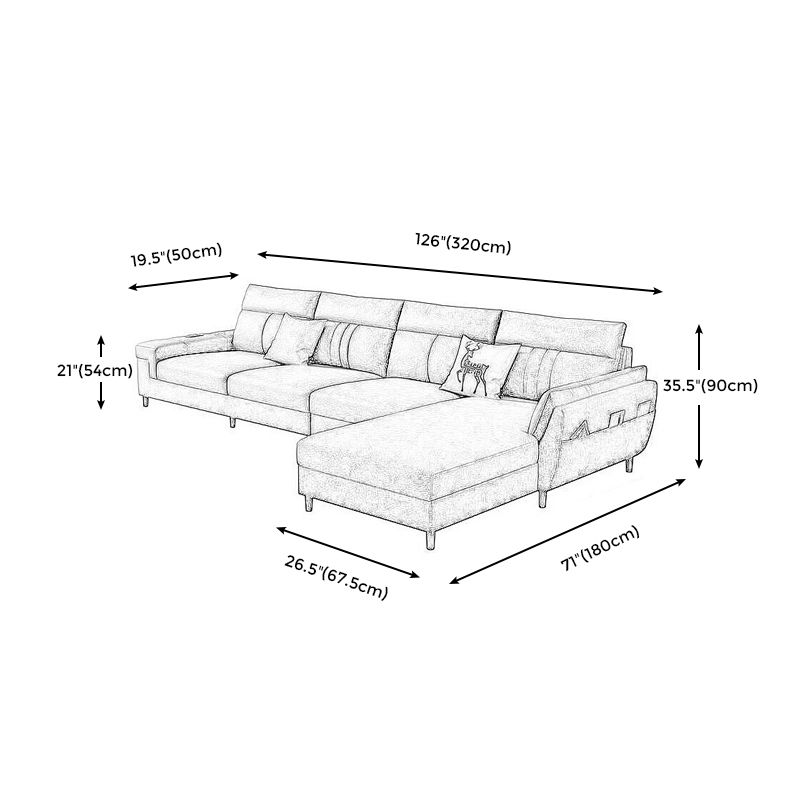 Square Arm Dark Gray Cushion Back Storage Stain-Resistant Sofa