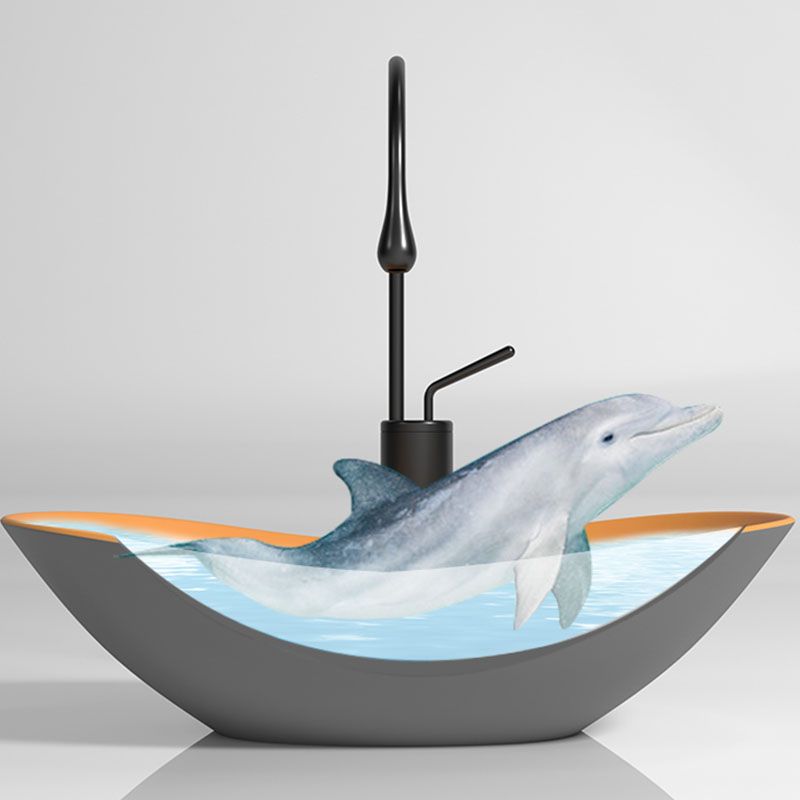 Oval Porcelain Vessel Sink Modern Style Vessel Lavatory Sink with No Craftsmanship