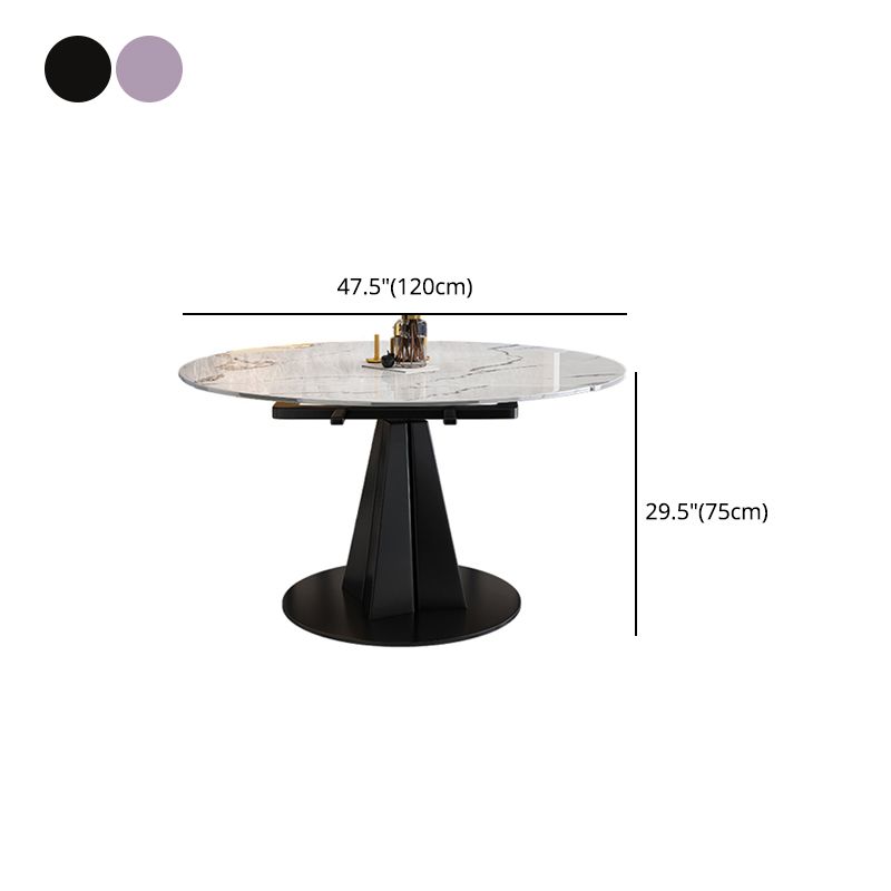 Round Steel Pedestal Dining Table Modern Dining Table with Leaf Extension