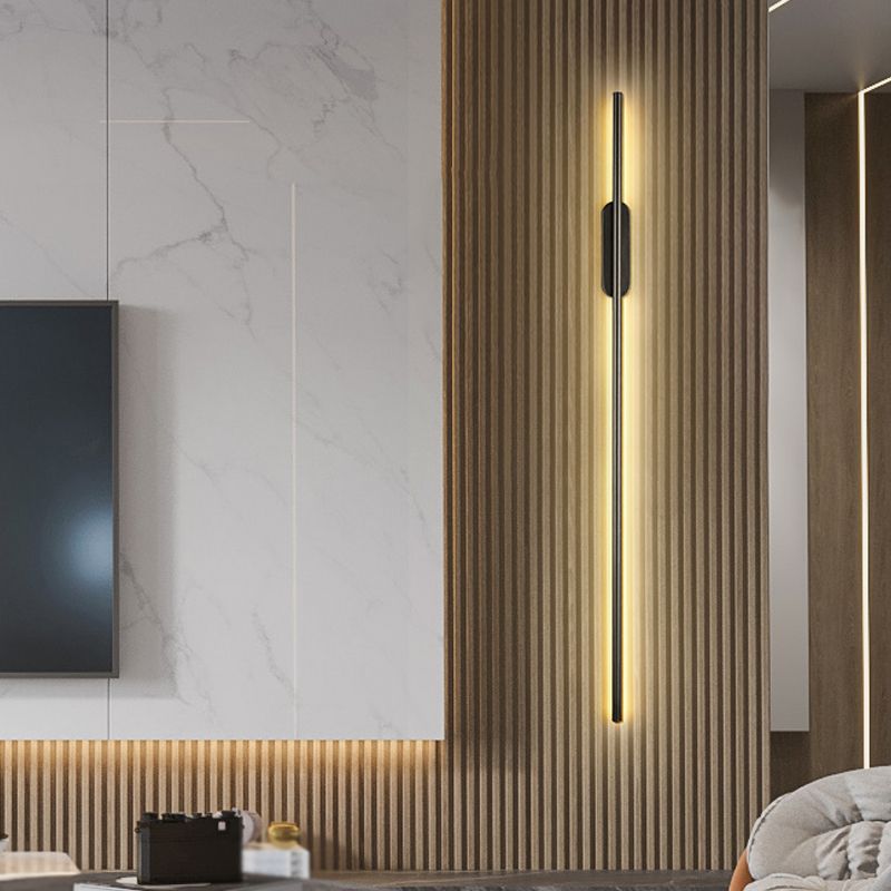 Modern Style Aluminum Wall Light Straight Black Wall Sconce for Living Room