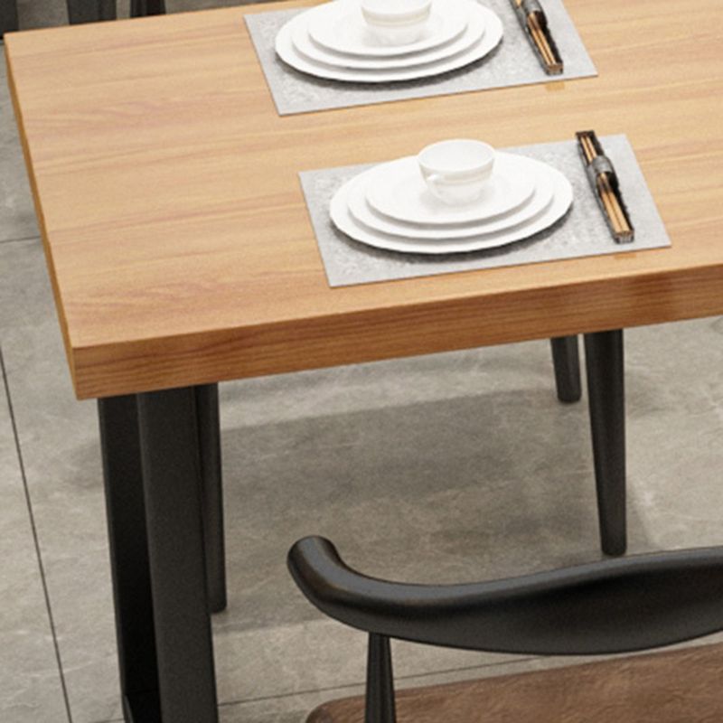 Industrial 1/5 Pieces Dining Set Rectangle Pine Wood Dining Table for Hot Pot Shop