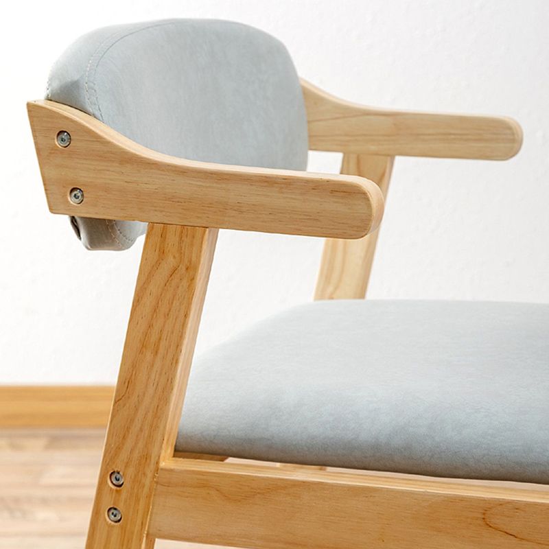 Upholstered Dining Arm Chair PU Leather Open Back Armchair with Wood Legs