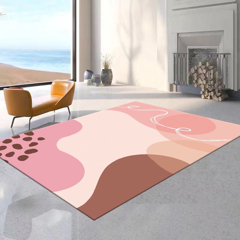 Tapis bloc de couleur rose, tapis d'intérieur en polyester, lavable, pour la décoration de la maison