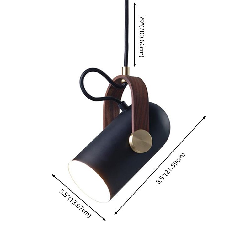 Nordic Style 1-Bulb Adjustable Spotlight Cylindrical Suspension Pendant Light with Metal Shade