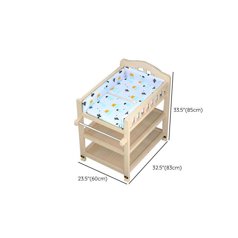 Modern Wooden Baby Changing Table Safety Rails Changing Table with Shelves