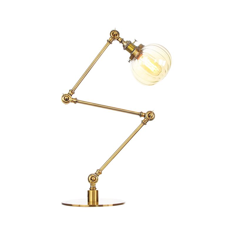 Éclairage de table globale en verre ambre / transparent vintage élégant 1 lampe de table finale noire / bronze claire pour chambre à coucher