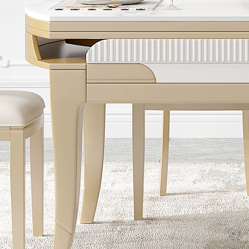 Contemporary 1/2/5/7 Pieces Furniture Round Stone Dining Set in White