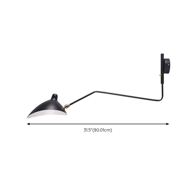 Contemporary Armed Wall Light Sconce Metal 1-Light Flush Mount Wall Sconce