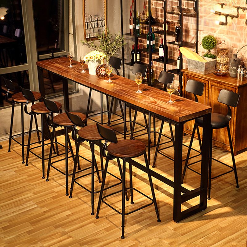 Rectangle Counter Wine Table Footrest Wood Industrial Cocktail Bar Table for Coffee Shop