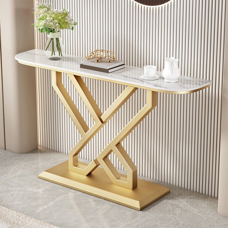 Glam Console Accent Table Antique Finish Console Table in Stone