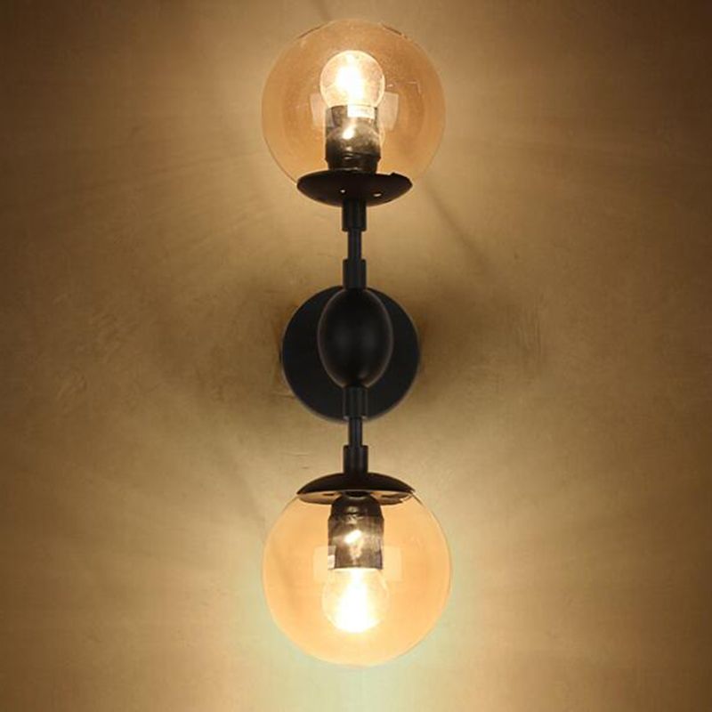 Luminaires de lampe murale globe de style industriel en verre mural mural en noir