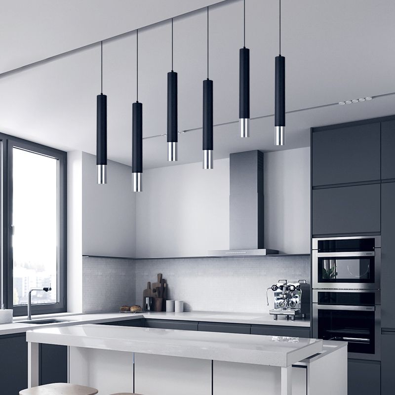 Style moderne linéaire suspendu metal métallique 1 lumière suspendue légère pour le salon