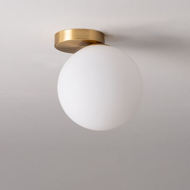 Glass Round Ceiling Flush Mount Light Simplistic Style Ceiling Light Fixture in White