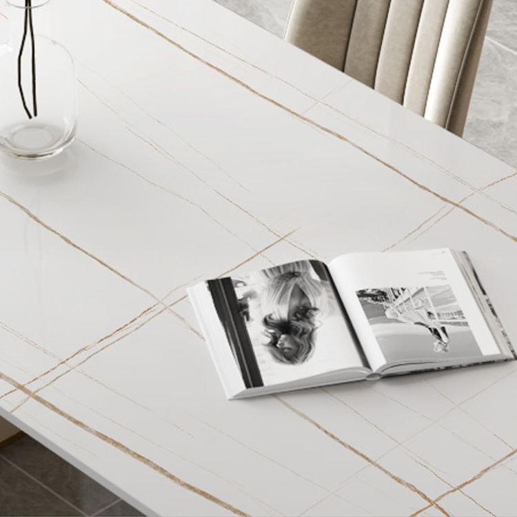 Tavolo da pranzo ovale moderno tavolo da pranzo in pietra sinterizzato con doppio piedistallo bianco
