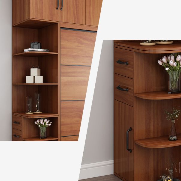 Brown Engineered Wood Wardrobe Armoire Contemporary Wardrobe Closet