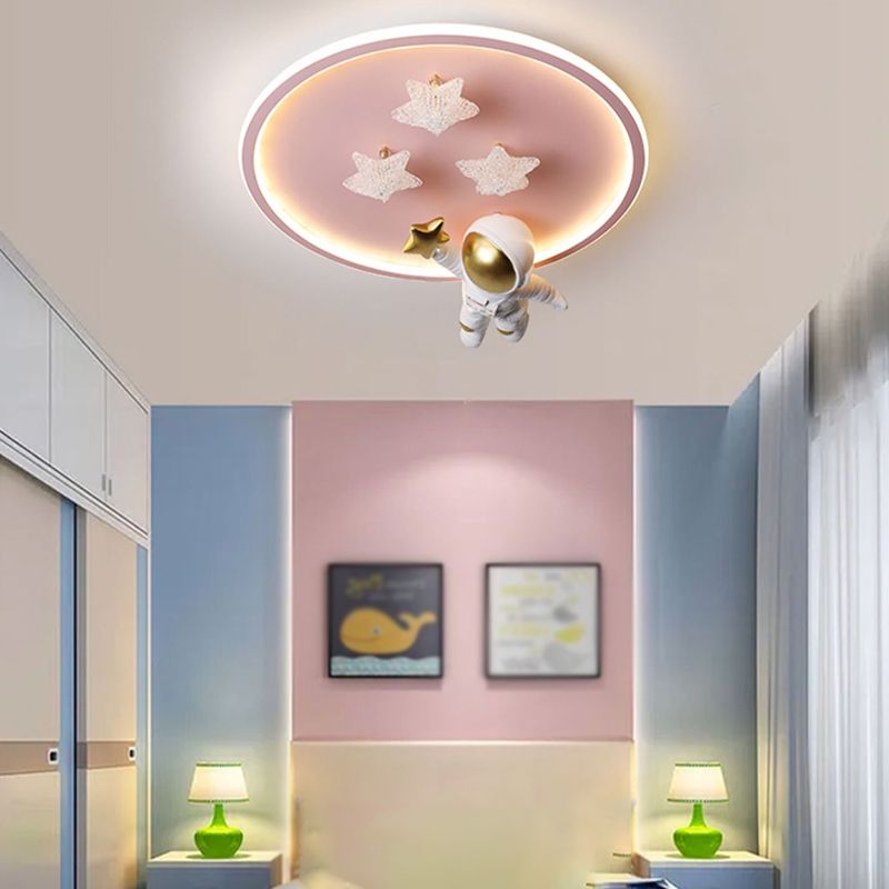 Astronaut Shape Flush Light Modern Style Metal 4 Lights Flush Mount for Bedroom