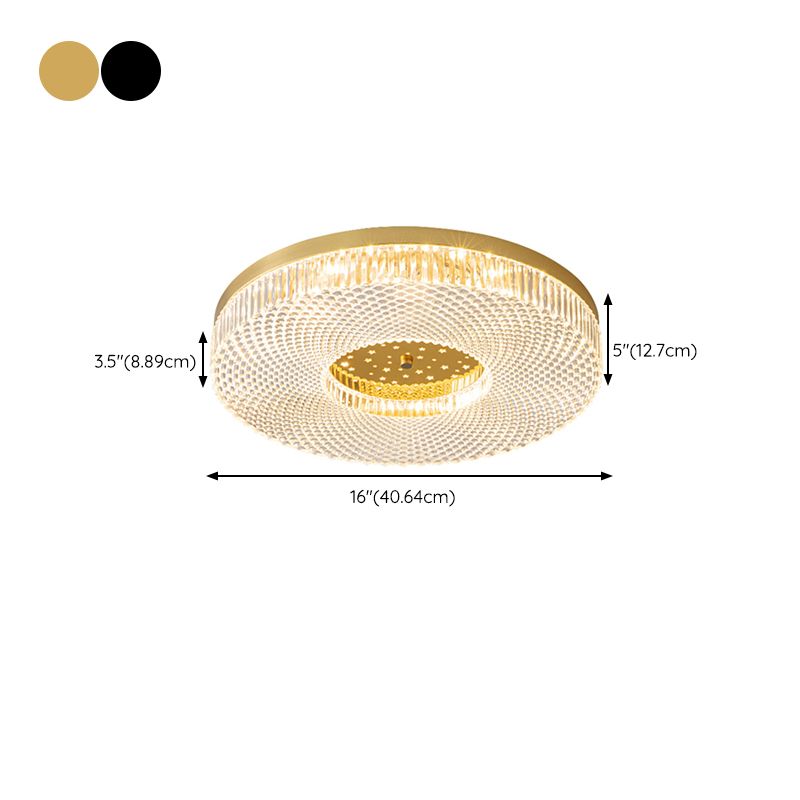 Modern Circular LED Flush Mount Lighting Golden / Black Ceiling Light for Bedroom