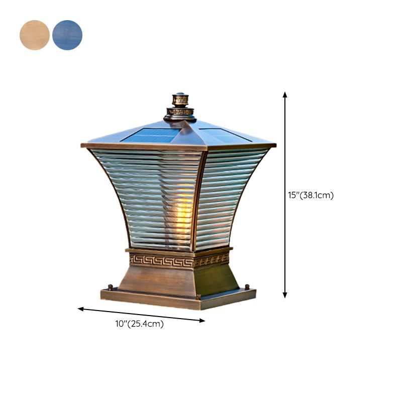 Modern Pillar Light Geometric LED Solar Lighting Fixture for Backyard