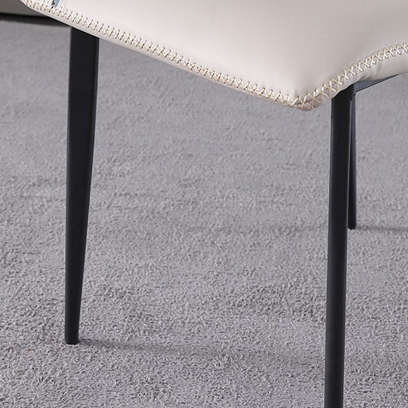 Industrial Armless Side Chairs Faux Leather Dining Chairs with Metal Legs