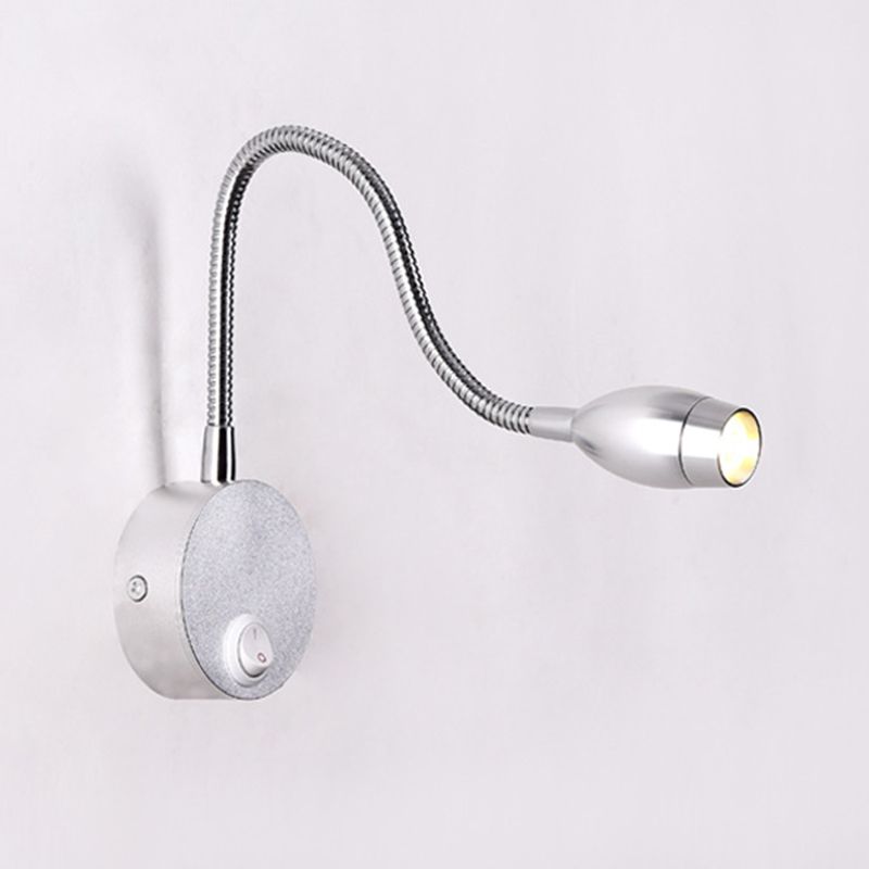Diseño de manguera ajustable lámpara de lectura LED lámpara de montaje de pared de aluminio moderna con interruptor independiente