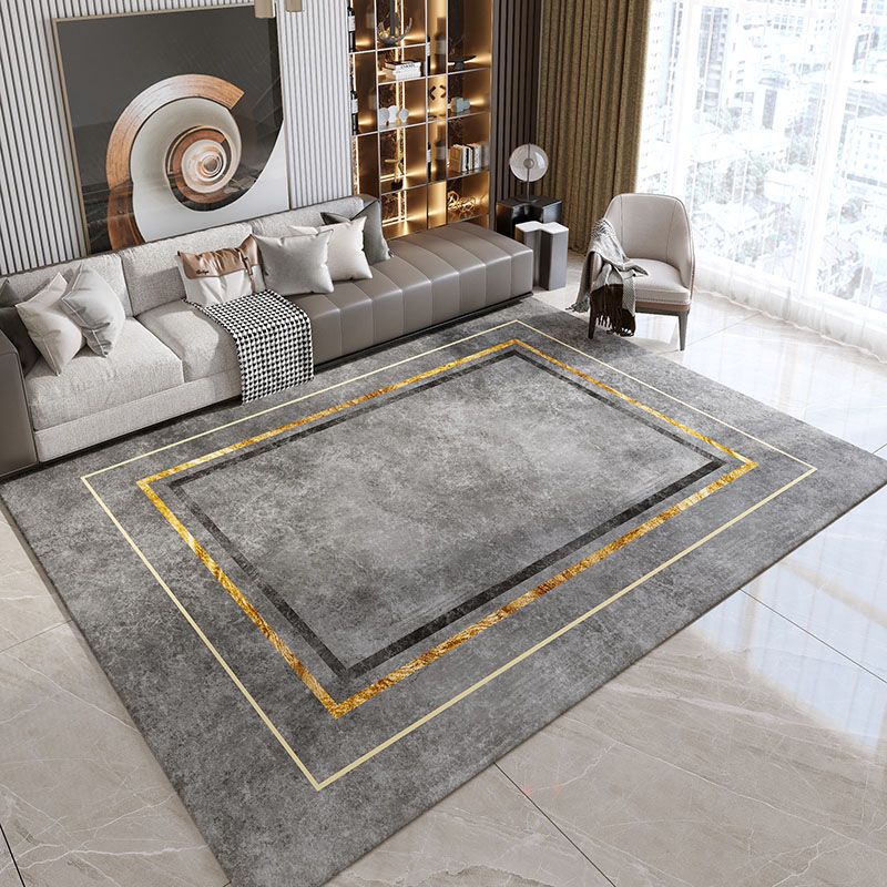 Moderne woonkamer Tapijt Grijs Polyester Gebied Rug vlekbestendig vloerkleed voor thuisdecoratie