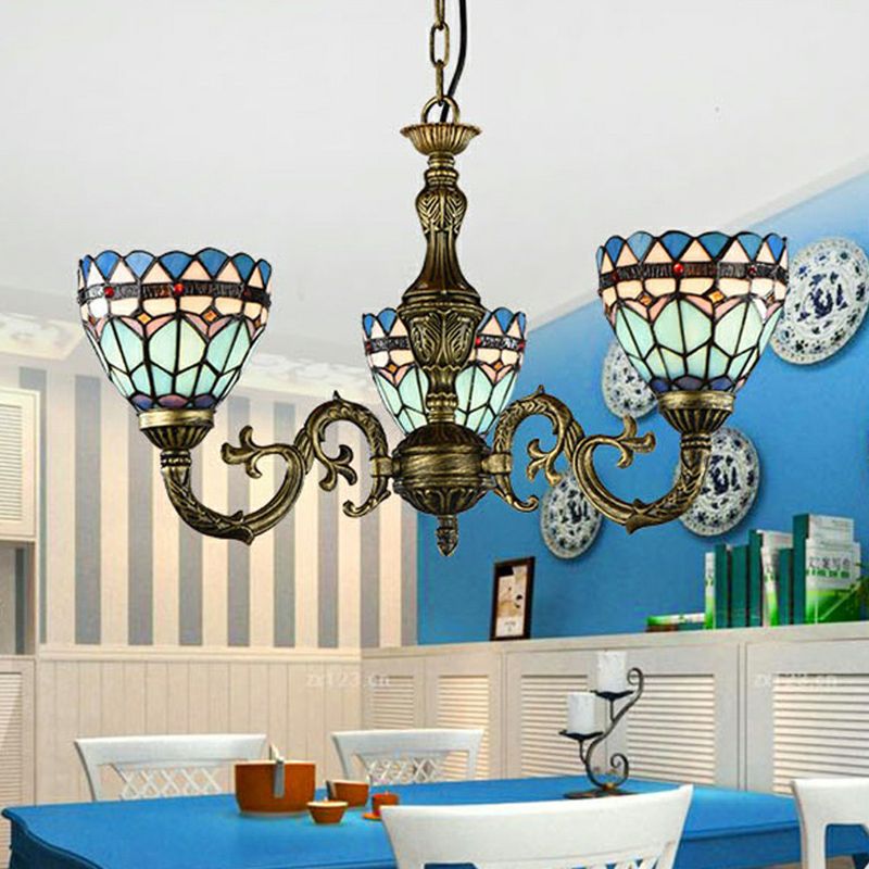Chandelier finale en bronze Classic Classic Filor à vitraux artisanaux Light Plafond pour salle à manger