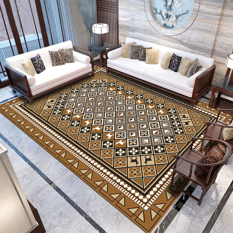 Traditional Area Rug Medallion Pattern Indoor Rug Washable Polyester Carpet with Non-Slip Backing