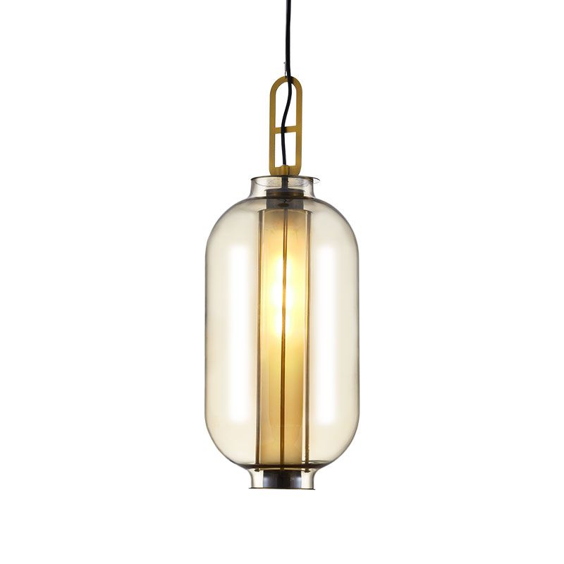 1 Leichte Anhängerlampe ländliche Zylinder Cognac Glas LED Hängende Leuchte für das Restaurant, 8,5 "/10,5" breit
