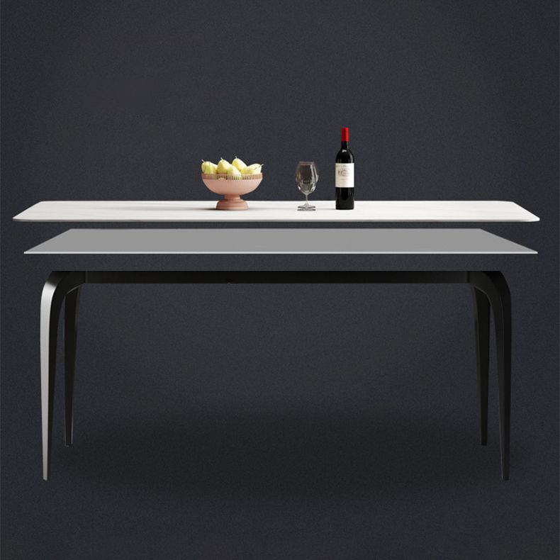 Set da pranzo contemporaneo con tavolo da pranzo in pietra sinterizzato e sedie imbottite