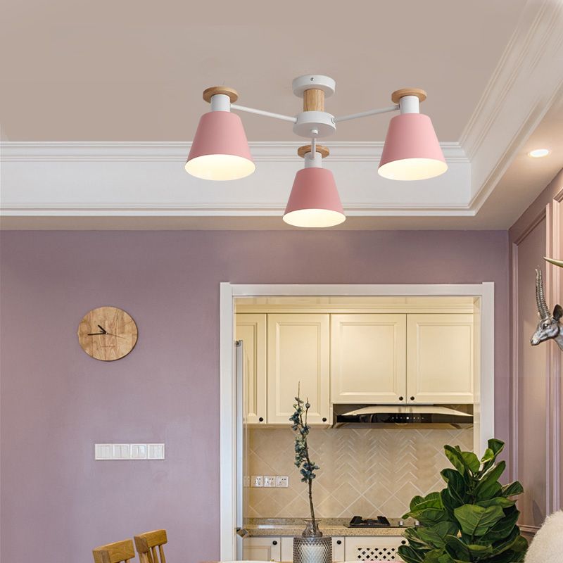 Moderne Kegelschatten Deckenlampe Metall mehrköpfige Deckenbeleuchtung für Restaurant