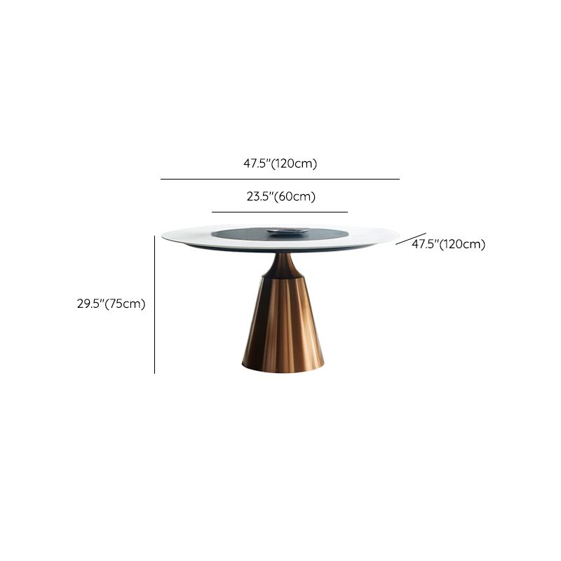 Glam Dining Round Table Sintered Stone Table with Metal Legs for Home