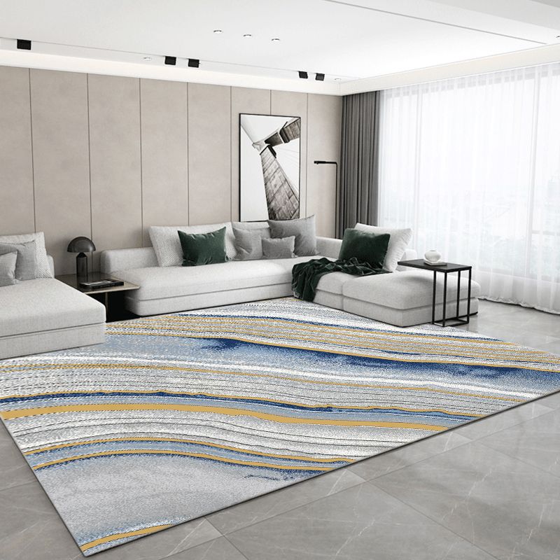 Minimalist Color Rendering Rug White Tone Polyester Area Carpet Stain Resistant Rug for Living Room