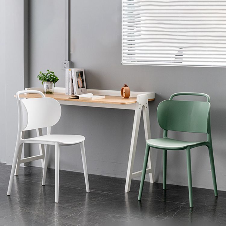 Modern Plastic Dining Chair Open Back Dining Side Armless Chair for Kitchen