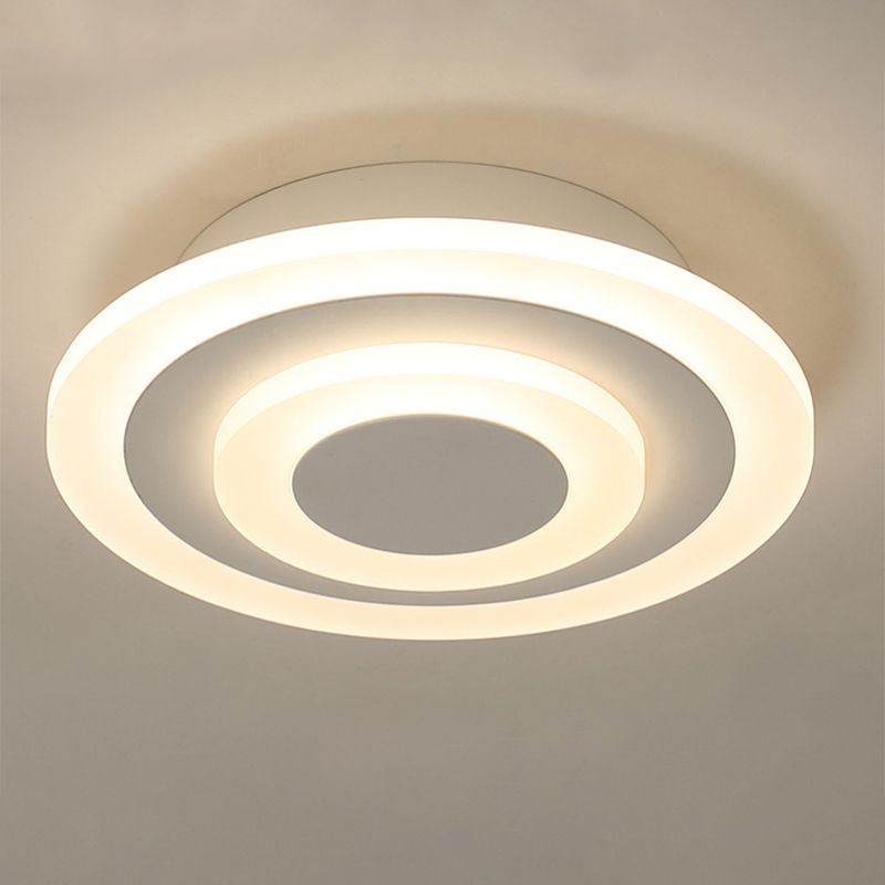 Round/Square Small Ceiling Lamp Simple Style Acrylic White/Coffee LED Flushmount in Warm/White Light for Corridor