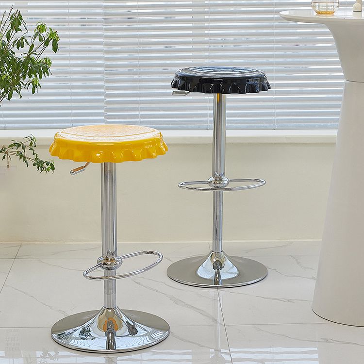 Contemporary Backless Indoor Armless Footrest Bar Stool with  Metal Base