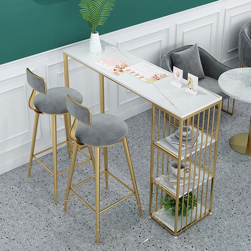 Glam Style Rectangle Bar Table 1/2/3 Pieces Bar Table Set with Metal Stools