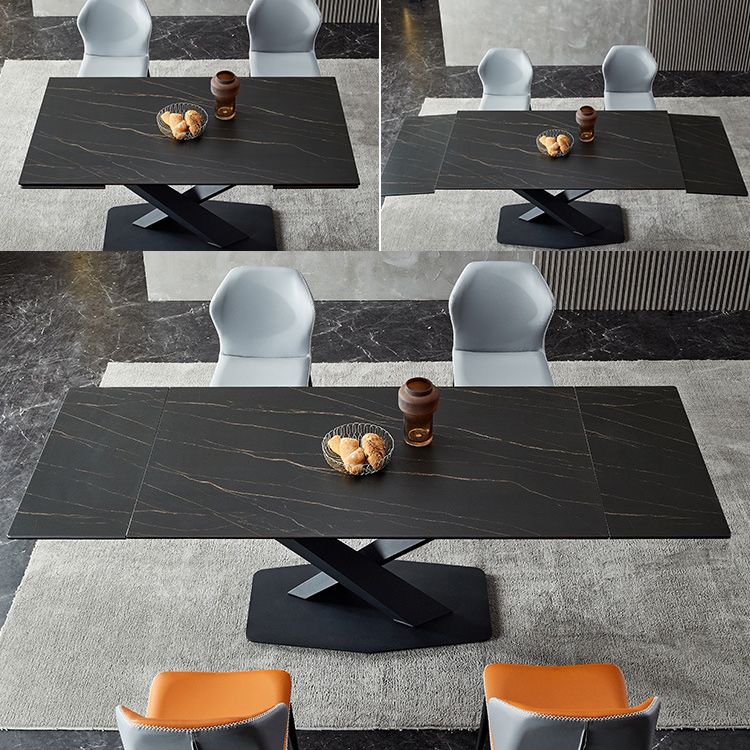 Minimalist Foldable Dining Set Standard Height with Black Base Dining Room Set for Home Use